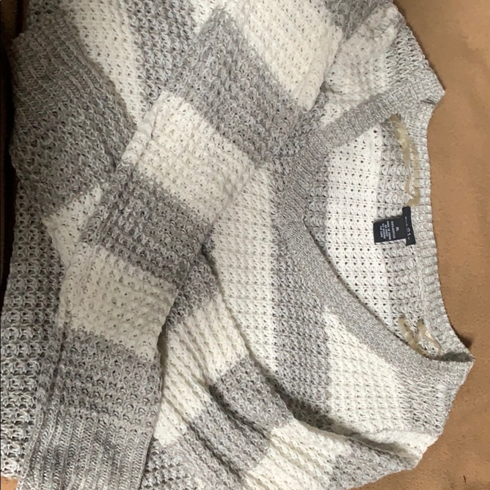 Gray and white striped sweater